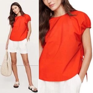 NWT Banana Republic Oversized Cotton Poplin Cinch Top With Tie Sleeves, Size S/M